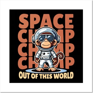 Space monkey astronaut chimp Posters and Art